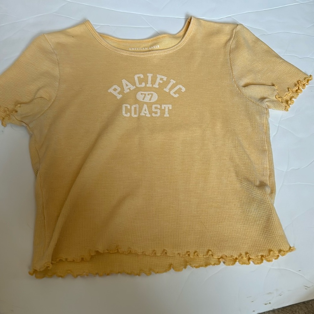 Yellow waffle textured crop top